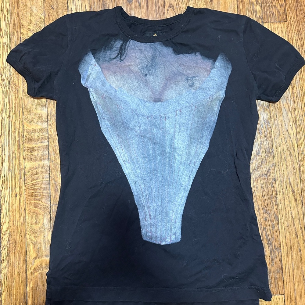 Vivienne Westwood ANGLOMANIA Black and Gray Graphic Tee- Corset